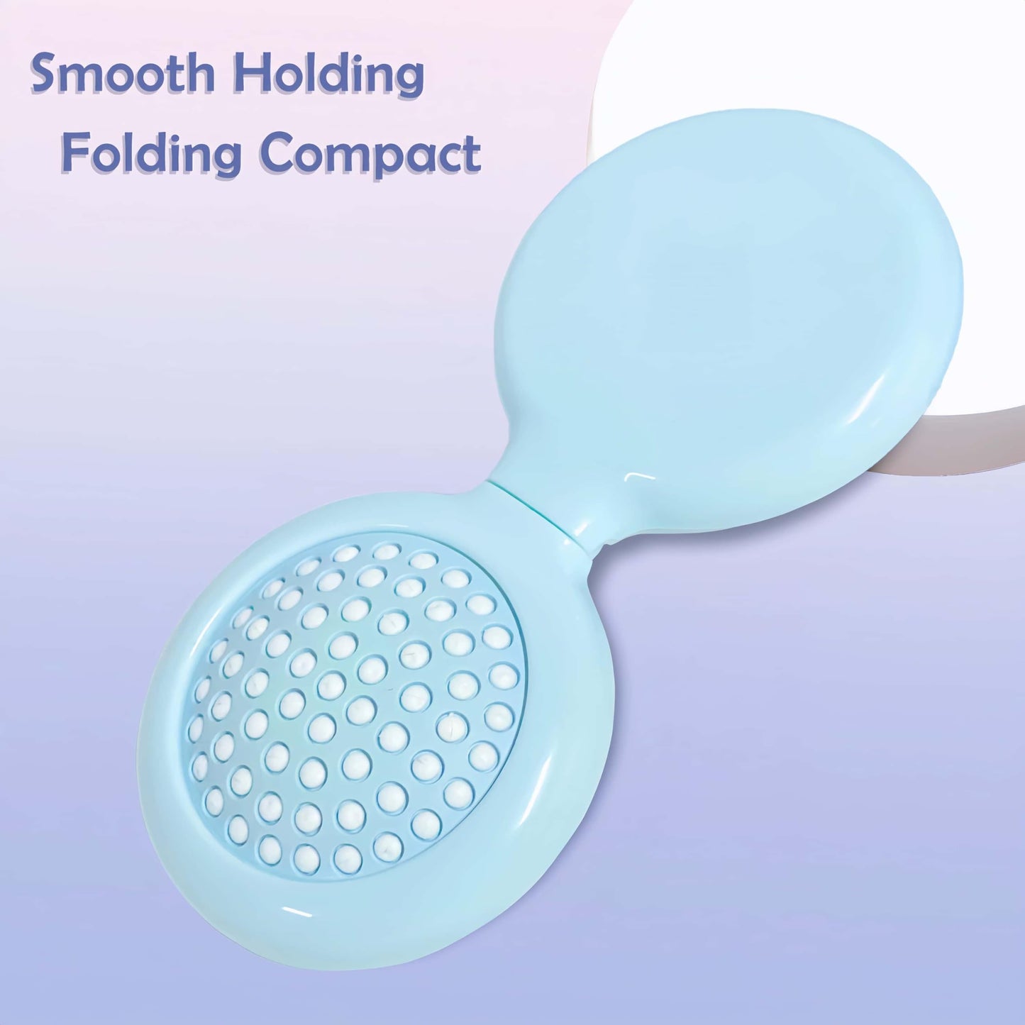 Arthaxi Travel Hairbrush and Mirror Set for Women, Folding Brush with Compact Mirror for Purse or Backpack, Cute Baby Blue Gift