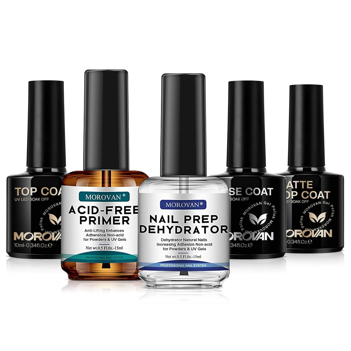Morovan Natural Nail Prep Dehydrate Primer - Acid-Free Dehydrator for Acrylic & Gel Nails | Gift Box Set