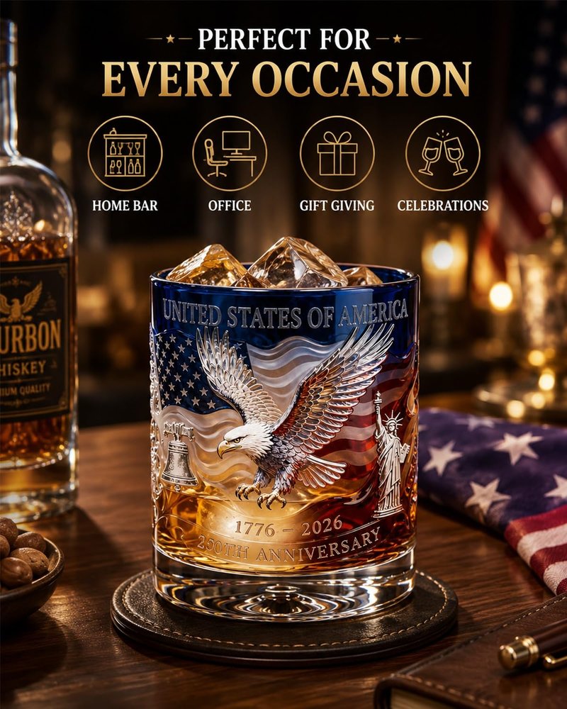 Limited Edition 2026 USA 250th Anniversary Commemorative Glass Heritage Decanter, Patriotic Bourbon We the People Whiskey Liquor Tumbler 1776-2026 Collectible Keepsake Father Gifts(Blue-1pc)
