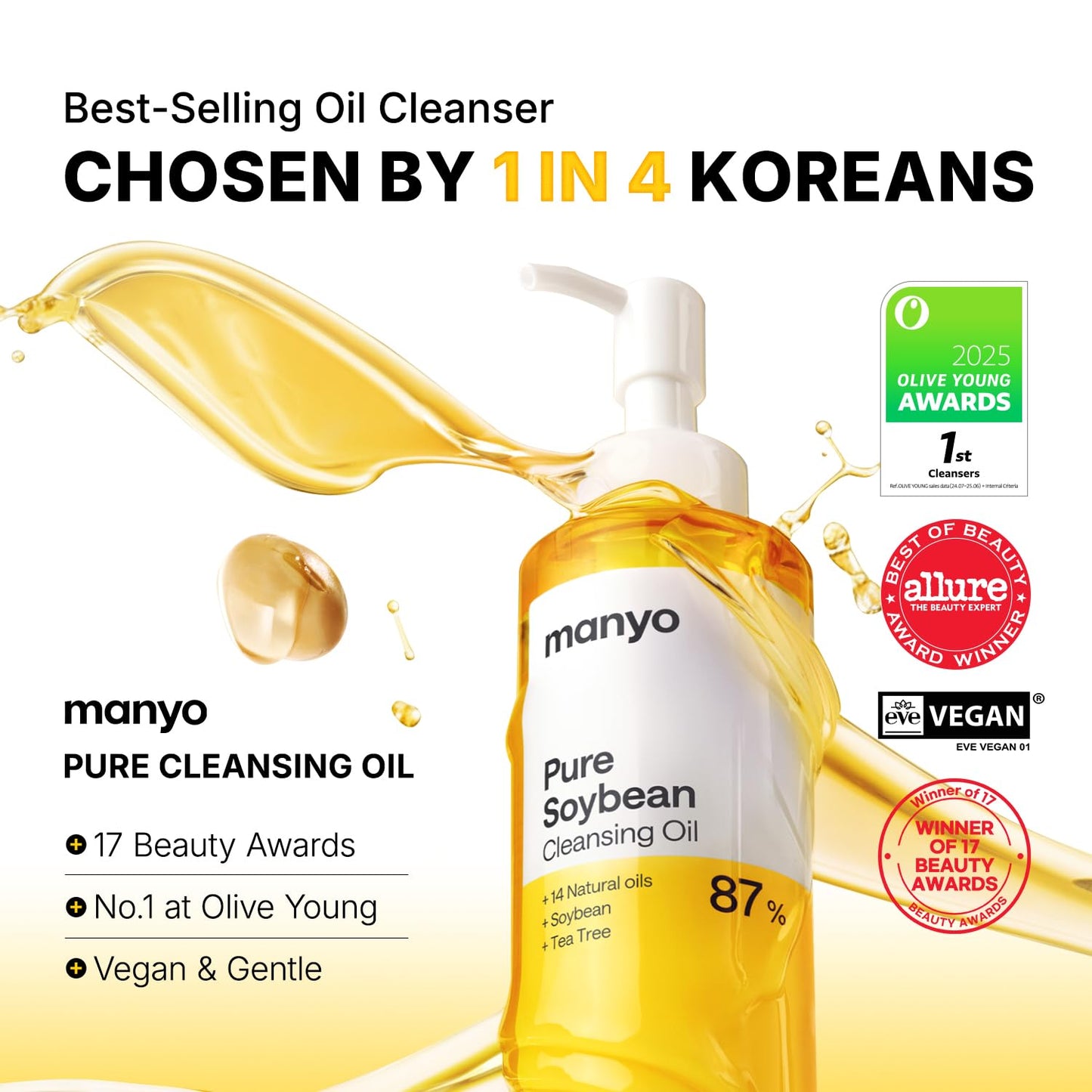 Pure Cleansing Oil - Natural Makeup Remover & Blackhead Solution | Korean Skin Care, 6.76 fl oz (200ml)