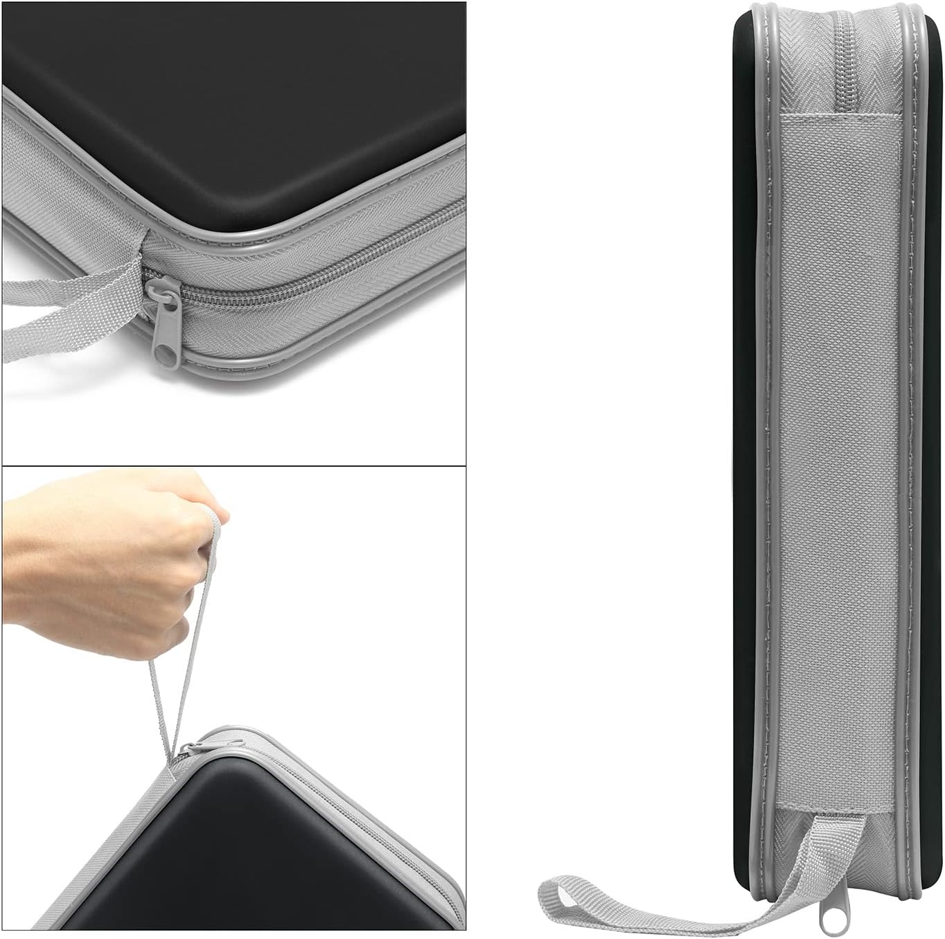 CD/DVD Wallet Holder - 80 Capacity Hard Plastic Case for Travel | Portable Zipper Storage Bag (Black)
