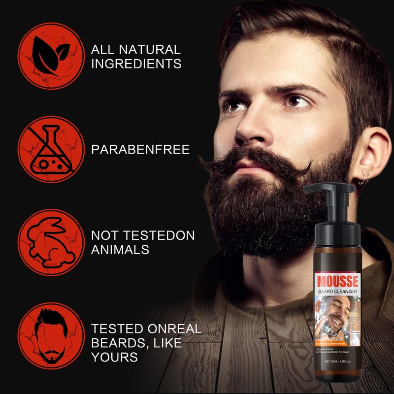 GUOYAOLIFU Foaming Bright and Fresh Scent Beard Wash for Men, Foaming Fresh Scent Beard Wash, Deep Cleaning, Non-Drying, Hydrating Gentle Cleanser For All Beard Types & Lengths
