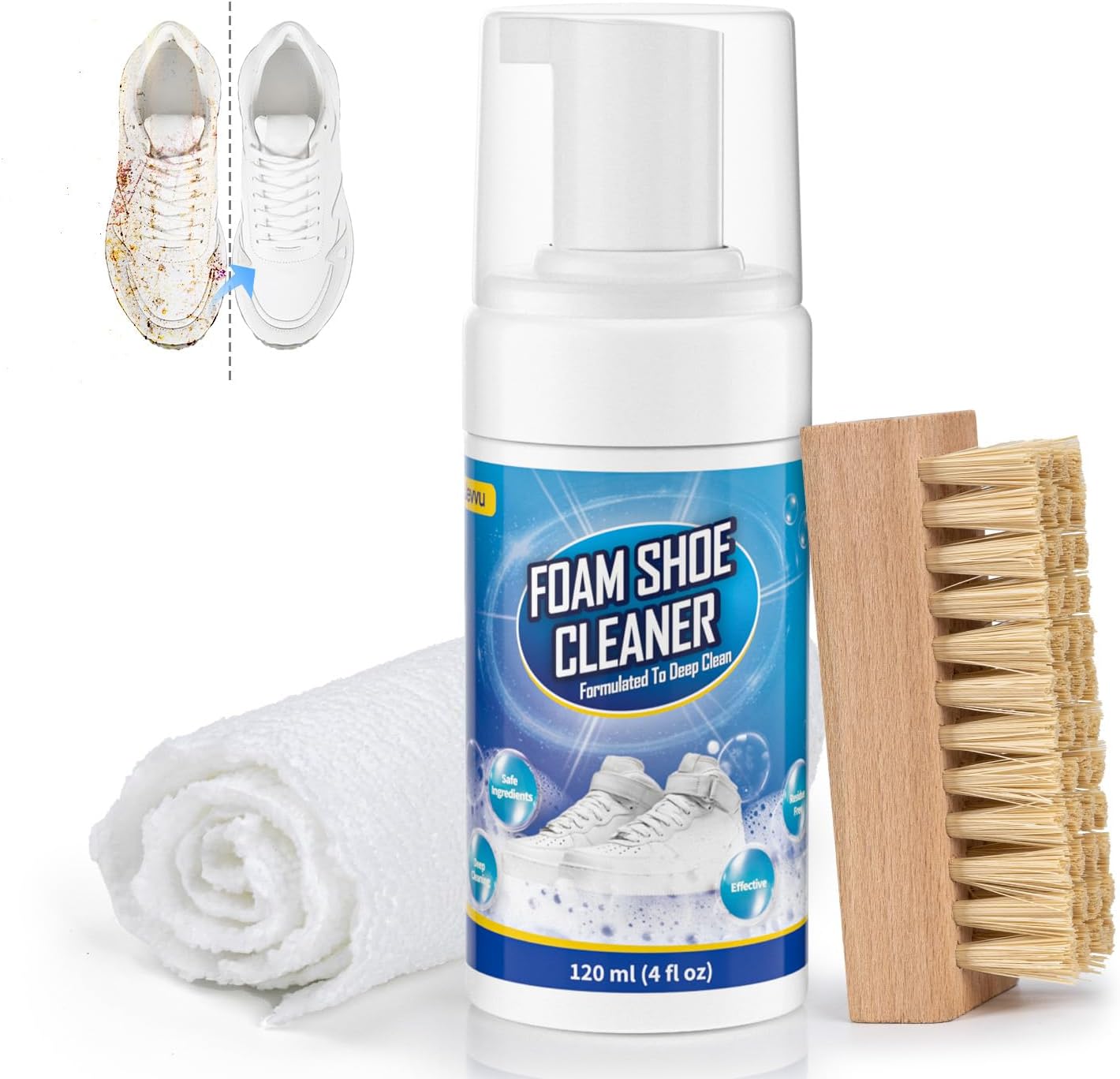Shoe Cleaner Foam - Effective Sneaker Stain Remover | Complete Cleaning Kit for White Shoes