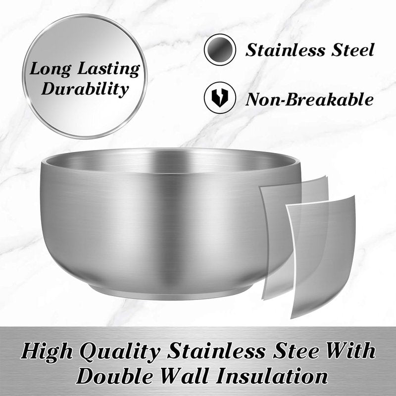 ARTIBETTER Shaving Bowl, Shave Bowl Stainless Steel, Shaving Soap Cup with Lid, 4 Inch UnbreakableShave Mug for Wet/Hot Shave (Silver)