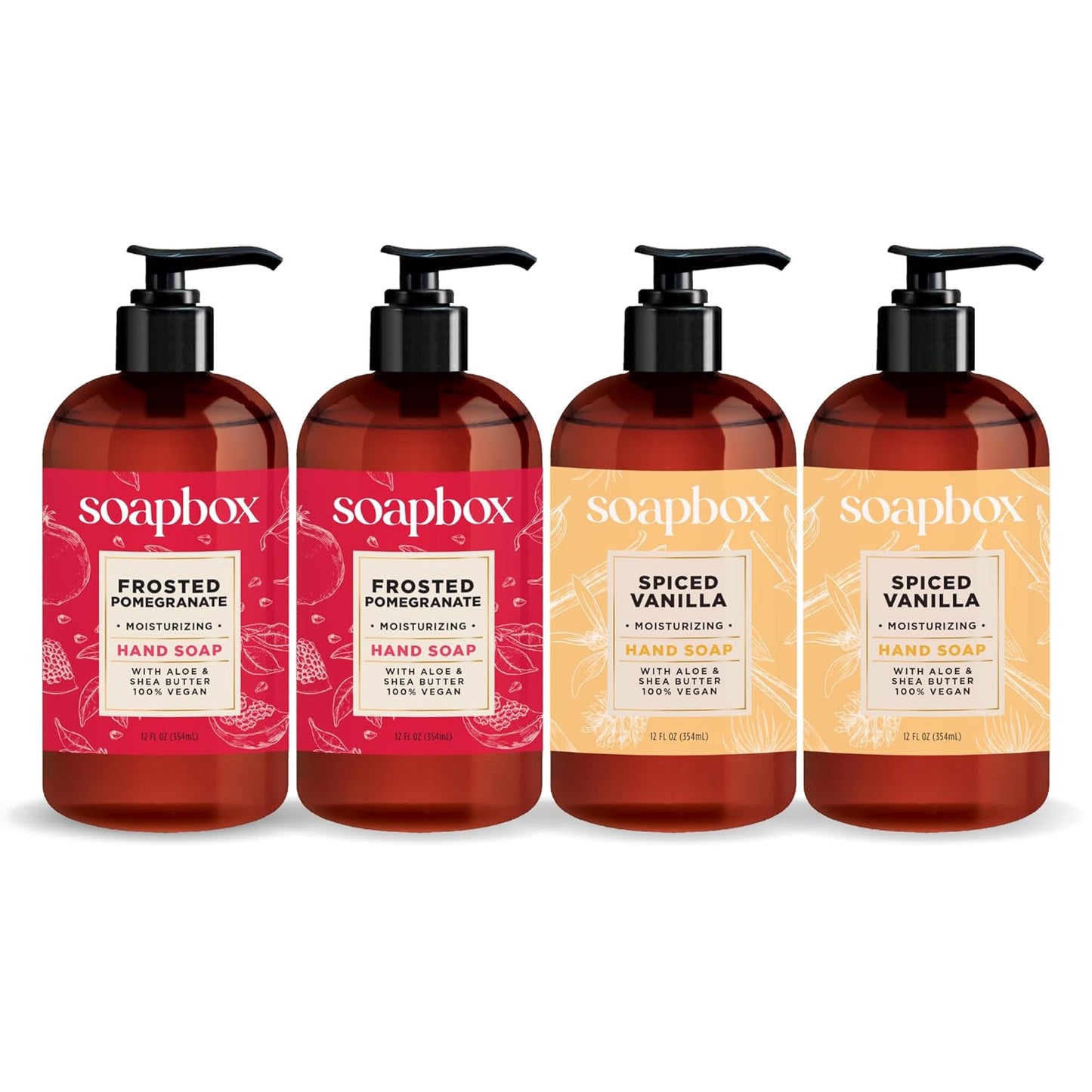 Spiced Vanilla Liquid Hand Soap - Moisturizing Gentle Cleanser | 4 Pack, Clean Ingredients Free of Harsh Chemicals