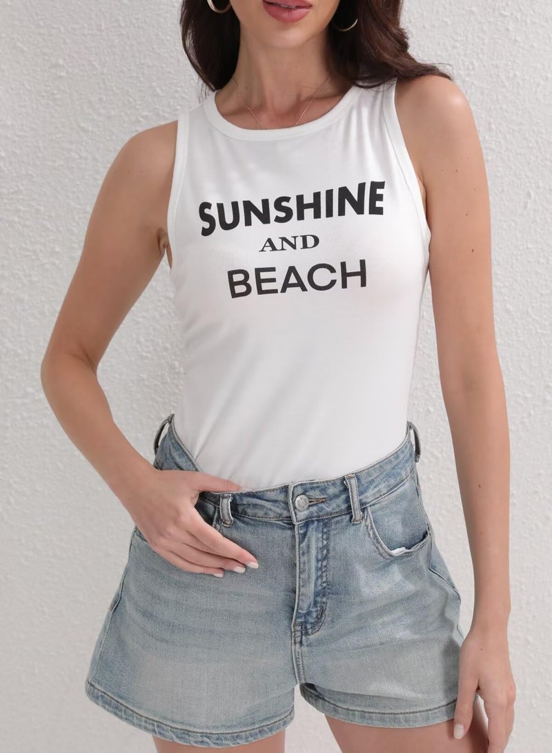 Womens Summer Tops Crewneck Sleeveless Tunic Shirts Beach Essentials Basic Tees White Large