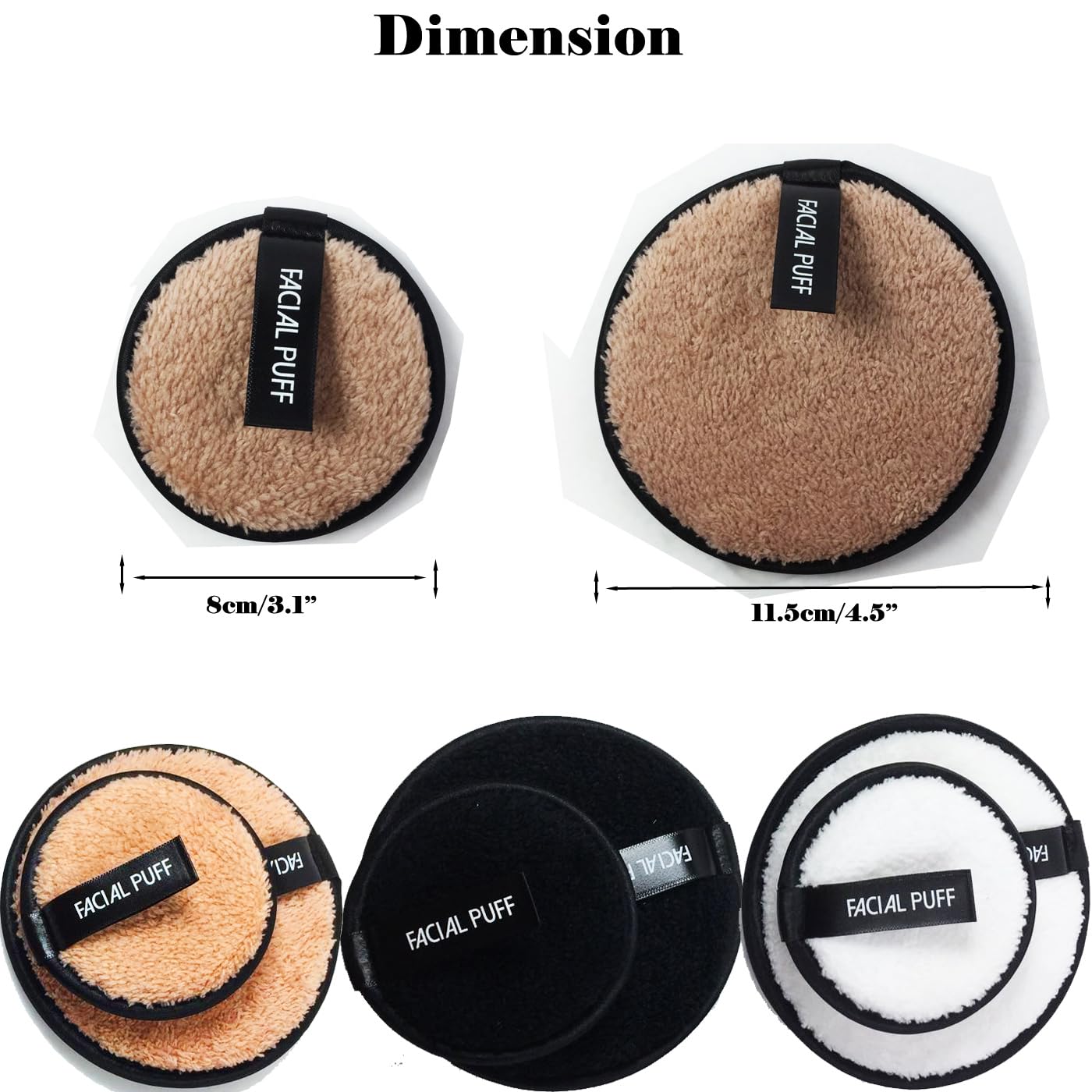 Reusable Makeup Remover Pads, Facial Make Up Removal Wipes, Washable Face Cleaning Cloths, Soft Makeup Remover Rounds, Hypoallergenic for Mascara, Eye Shadow, Lipstick, Foundation -6 PCS