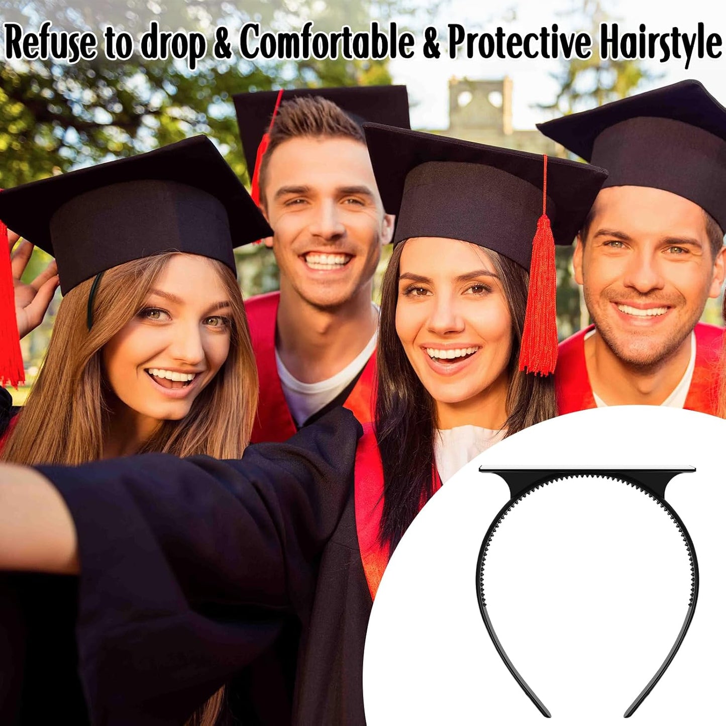 Graduation Cap Headband - Anti-Fall Hair Accessory for Graduates | Keeps Hairstyle Secure