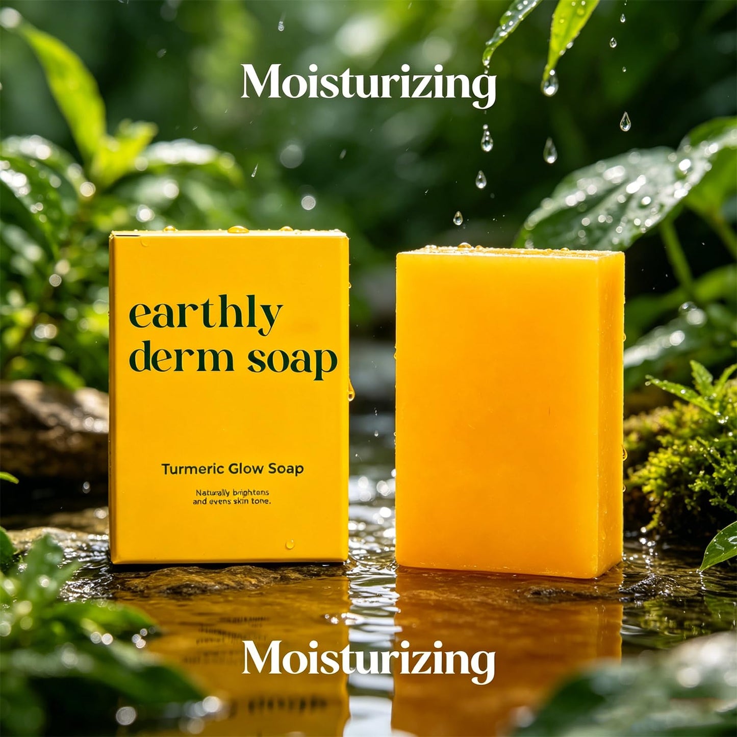 Earthly Derm soap Turmeric Glow Soap, Natural Handmade Bar, Gentle Cleansing and Moisturizing, for All Skin Types (1PCS, 3.5OZ)