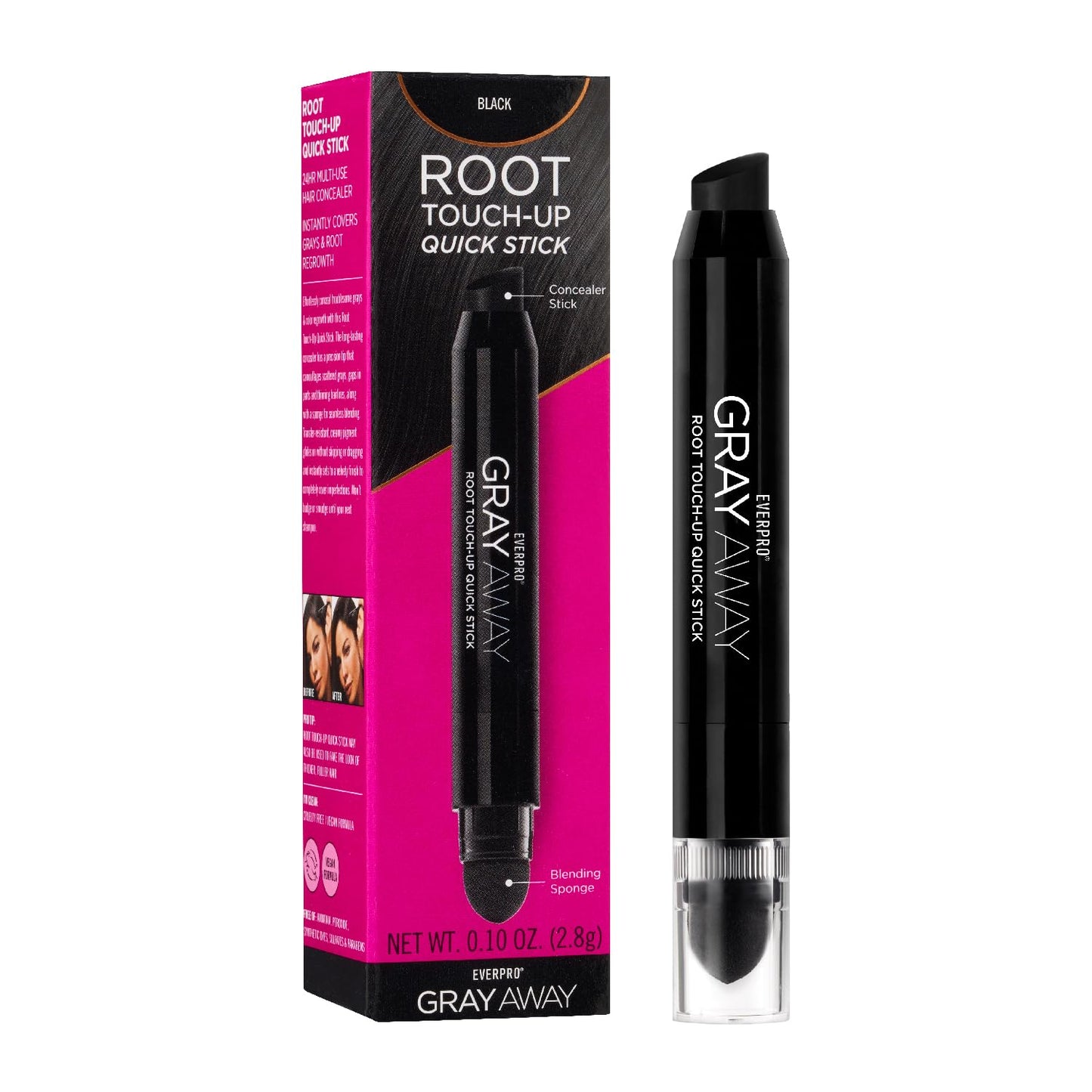 Gray Away Root Touchup Stick - Quick Application for Black/Dark Brown Hair | 0.1 Oz