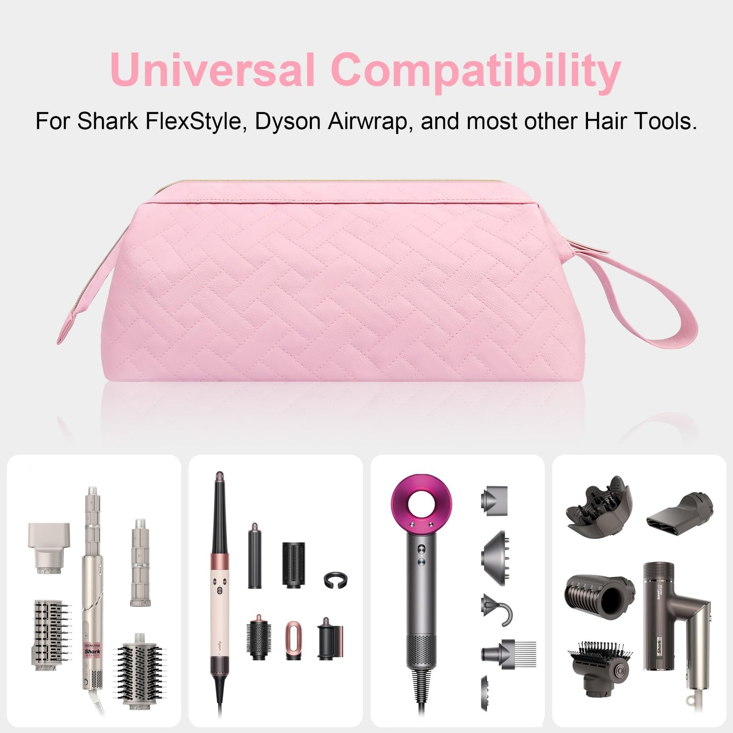 Lacdo Shark FlexStyle Case for Shark Flexstyle Hair Dryer, Dyson Airwrap Travel Carrying Case Hair Tools Travel Bag Flat Curling Iron Organizer Essential for Women, Pink