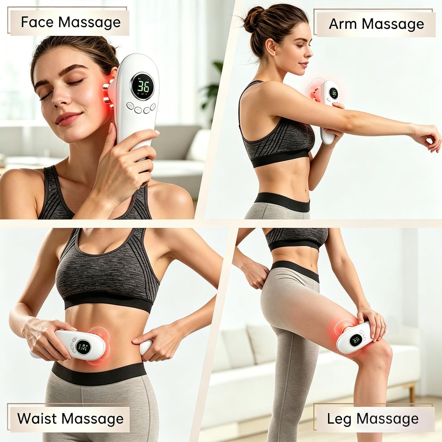 LWPFSD 3-in-1 Body Sculpting Machine with Heat & Red Light, Rechargeable Cellulite Massager Tool for Belly, Arms, Legs & Thighs, Body Sculptor with Lymphatic Drainage Massage for Daily Body Care