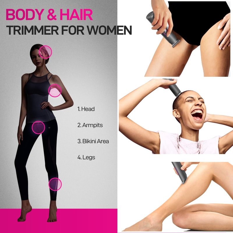 PRITECH Hair Trimmer for Women, Waterproof Bikini Trimmer for Women for Wet & Dry Use, Rechargeable Pubic Hair Trimmer Women, Women Electric Razor&Shaver with Standing Recharge Dock