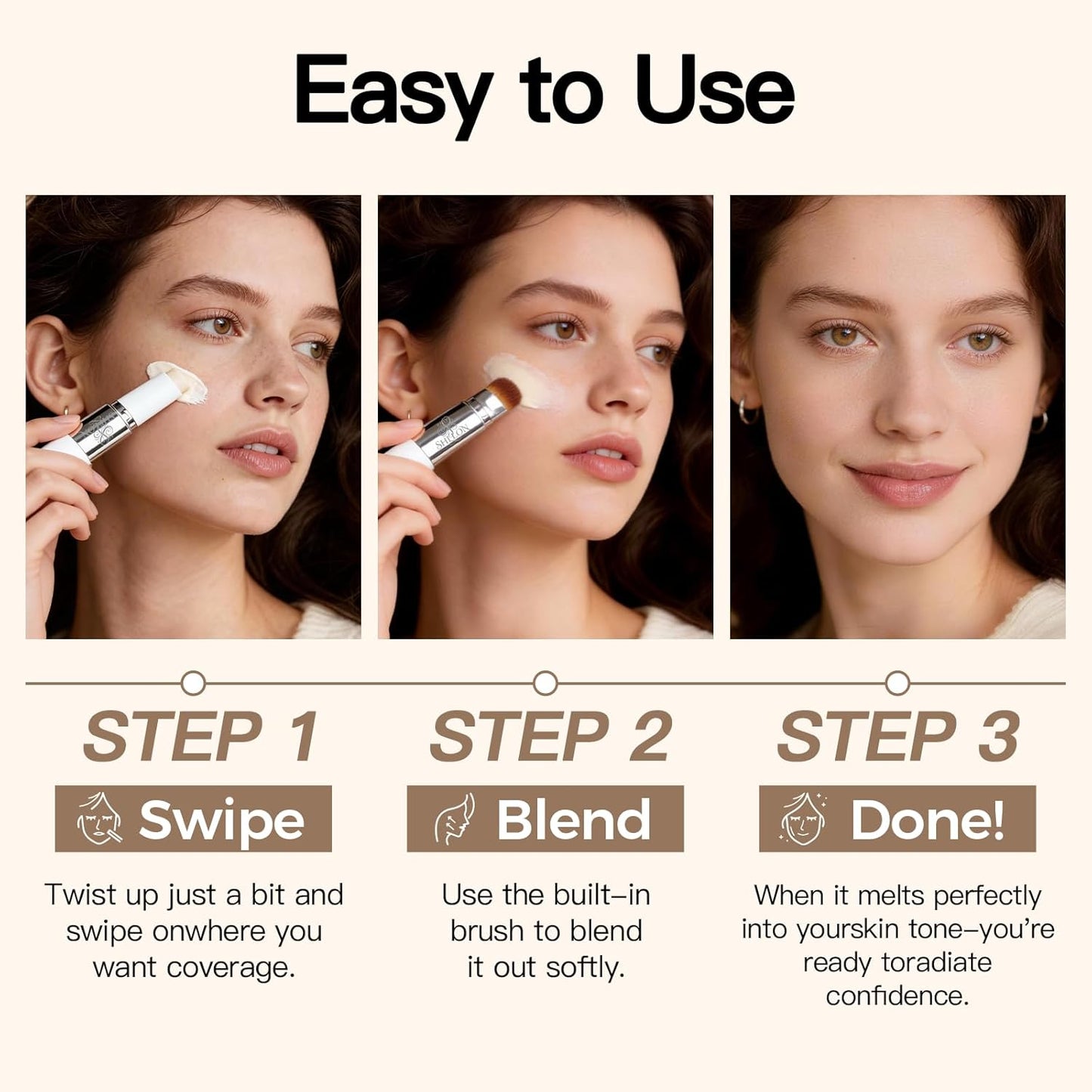 Color Changing Foundation Stick - Smart Color-Adapting Makeup with Volufiline | Medium to Full Coverage, Natural Finish