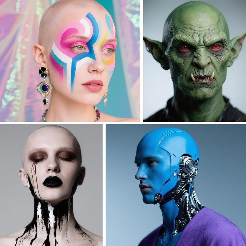 Bald Cap SFX Makeup Set - Elastic Latex Bald Caps for Halloween Cosplay | Complete Kit for Adults