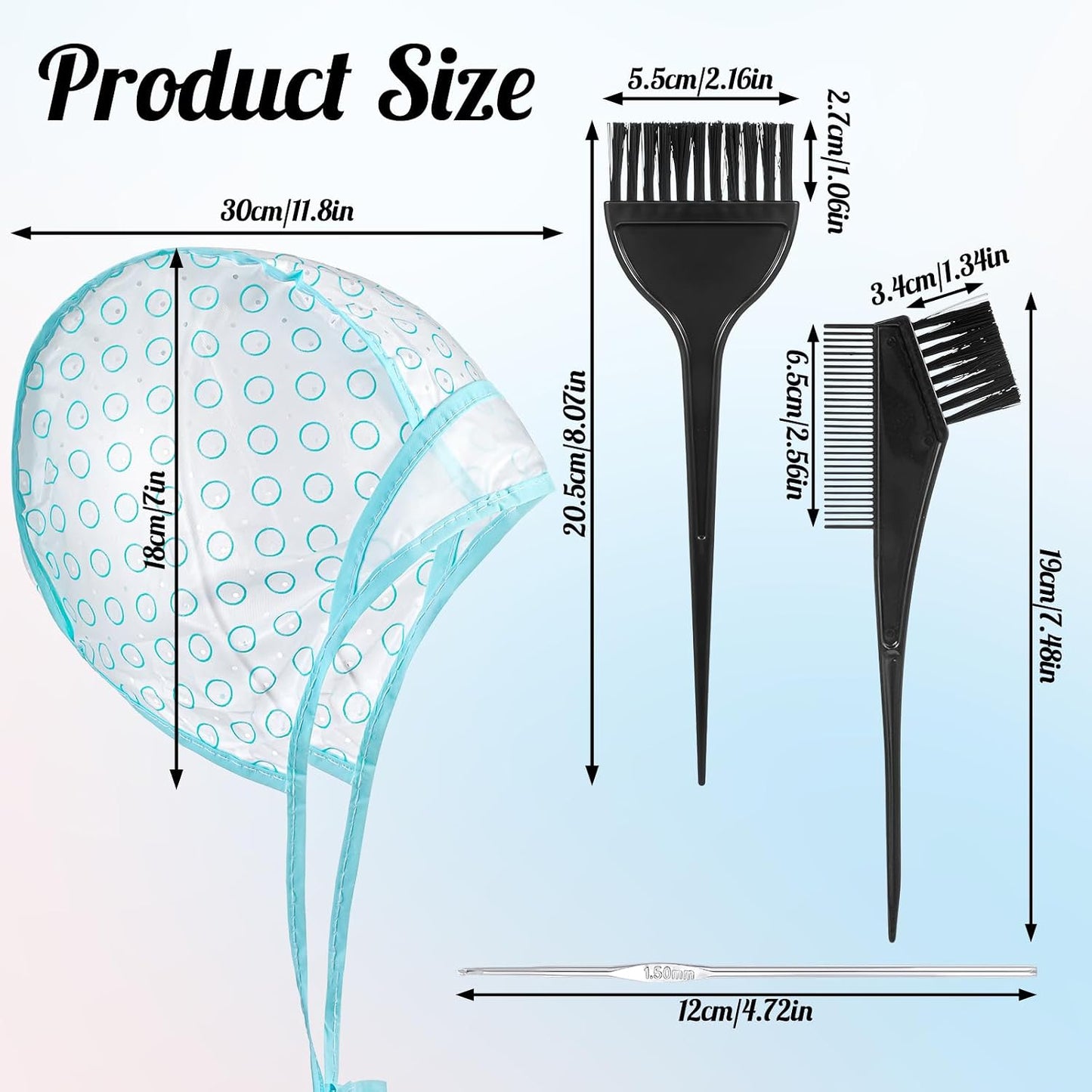Highlighting Cap Set - 8 Pcs Hair Highlighting Cap with 3 Hooks & 2 Dye Tools for Salon & DIY Use