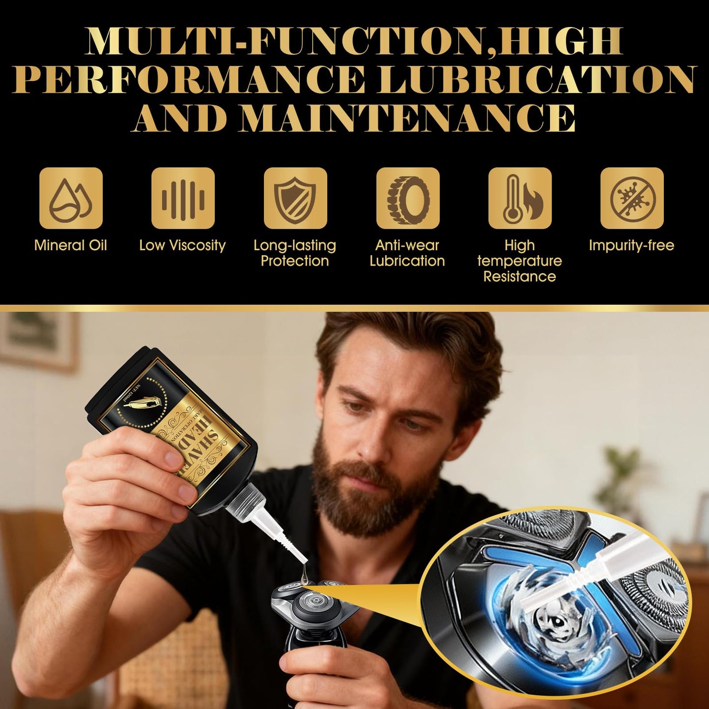 kuailaya Shaver Cleaning Solution, Shaver Cleaner and Clipper Blade Oil 2-in-1 Cleaning & Maintenance Kit with Clean Brushes Deep Cleaning and Lubrication Extends Razor Life Works for All Razors