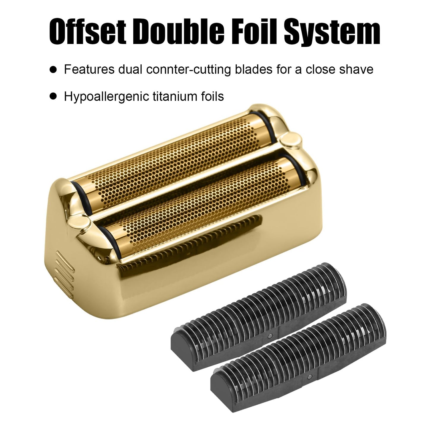 FX79RF2G Replacement Foil and Cutters for BaBylissPRO FXONE Double Foil Stick Shaver, Hypoallergenic Extra-close Shaver Replacement Head, Gold