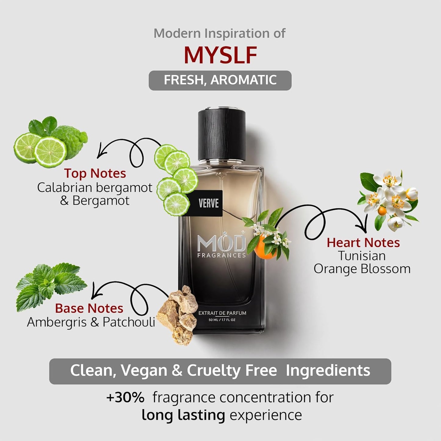 Verve Men's Perfume - Extrait de Parfum Inspired by MYSLF | Vegan & Cruelty-Free | Fresh Scent | 50ml