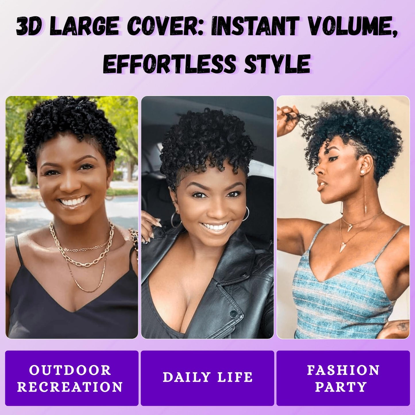 VAVANGA Short Afro Kinky Curly Hair Topper for Women