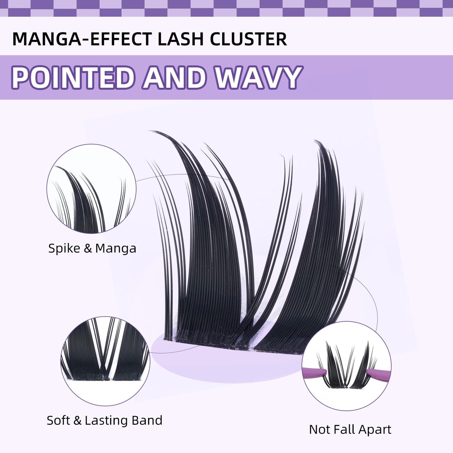 B&Qaugen Bunny Lash Clusters Kit Manga Lashes CC Curl Wispy Natural Invisible Band Eyelash Clusters, Waterproof DIY Lash Extensions at Home, Wet Look for Cosplay & Daily Wear (Lash Kit-Anime 05)