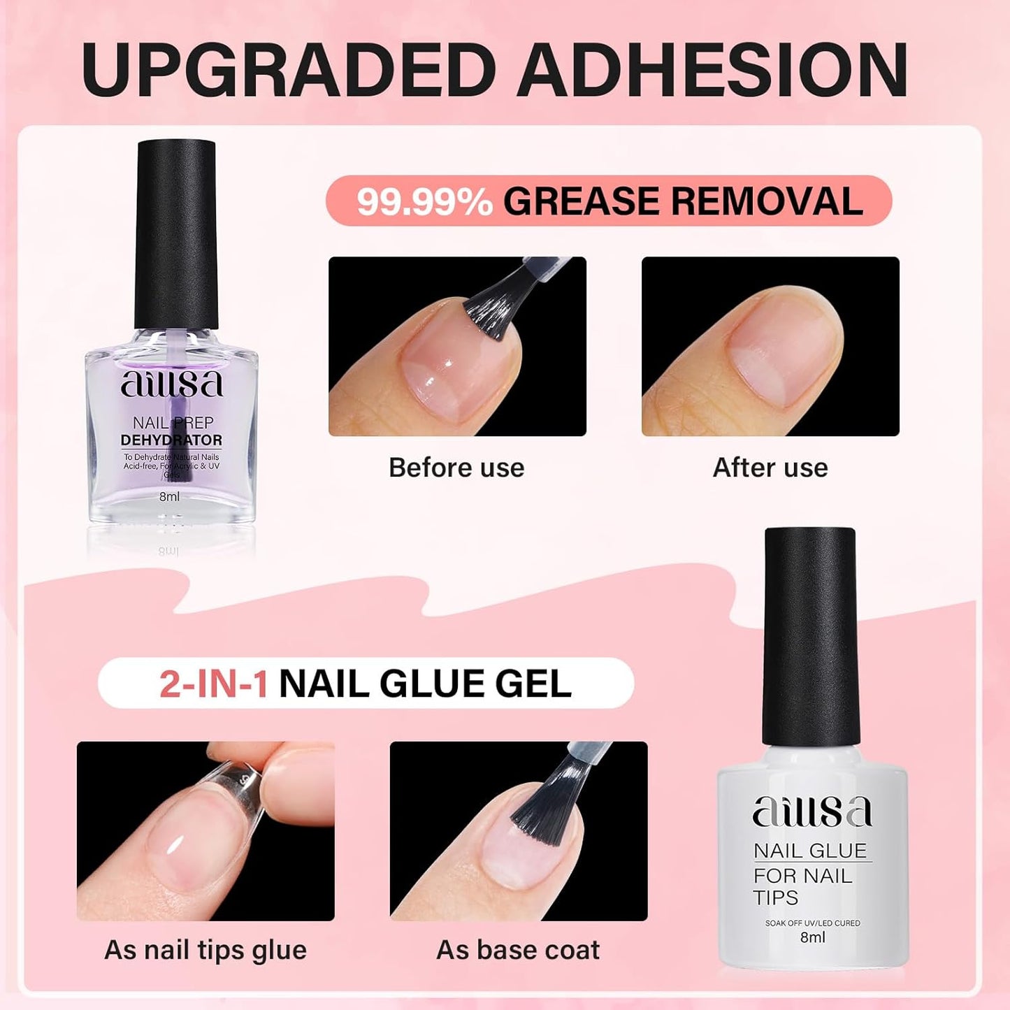 Almond Nail Kit - 240pcs Short Gel Nail Tips with UV Lamp & 2-in-1 Glue | DIY Home Salon Essentials