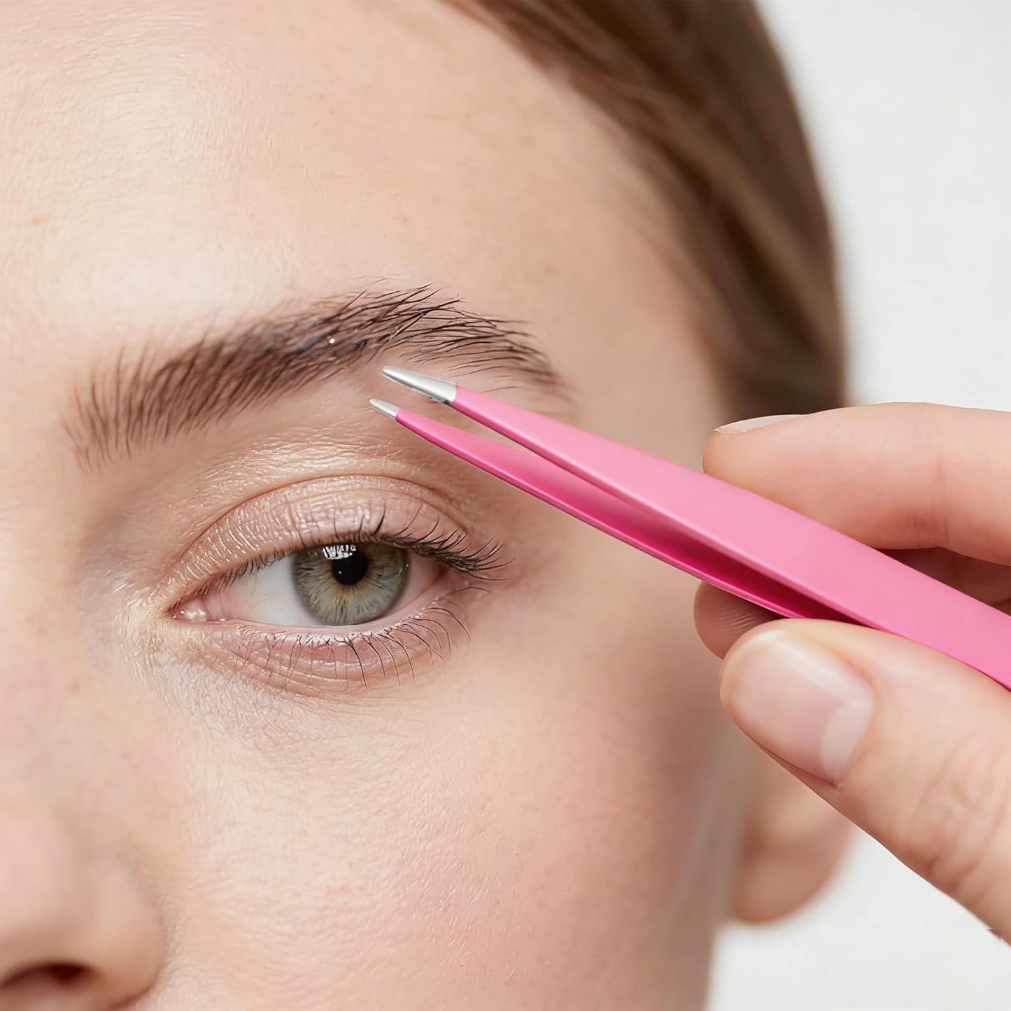 Stainless Steel Pink Tweezers Set - Precision Eyebrow & Facial Hair Removal | Travel Bag Included