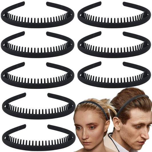 LAPOHI 8 PCS Non-Slip Plastic Headbands - Effortless Hair Accessories for Women & Teens | Matte Black