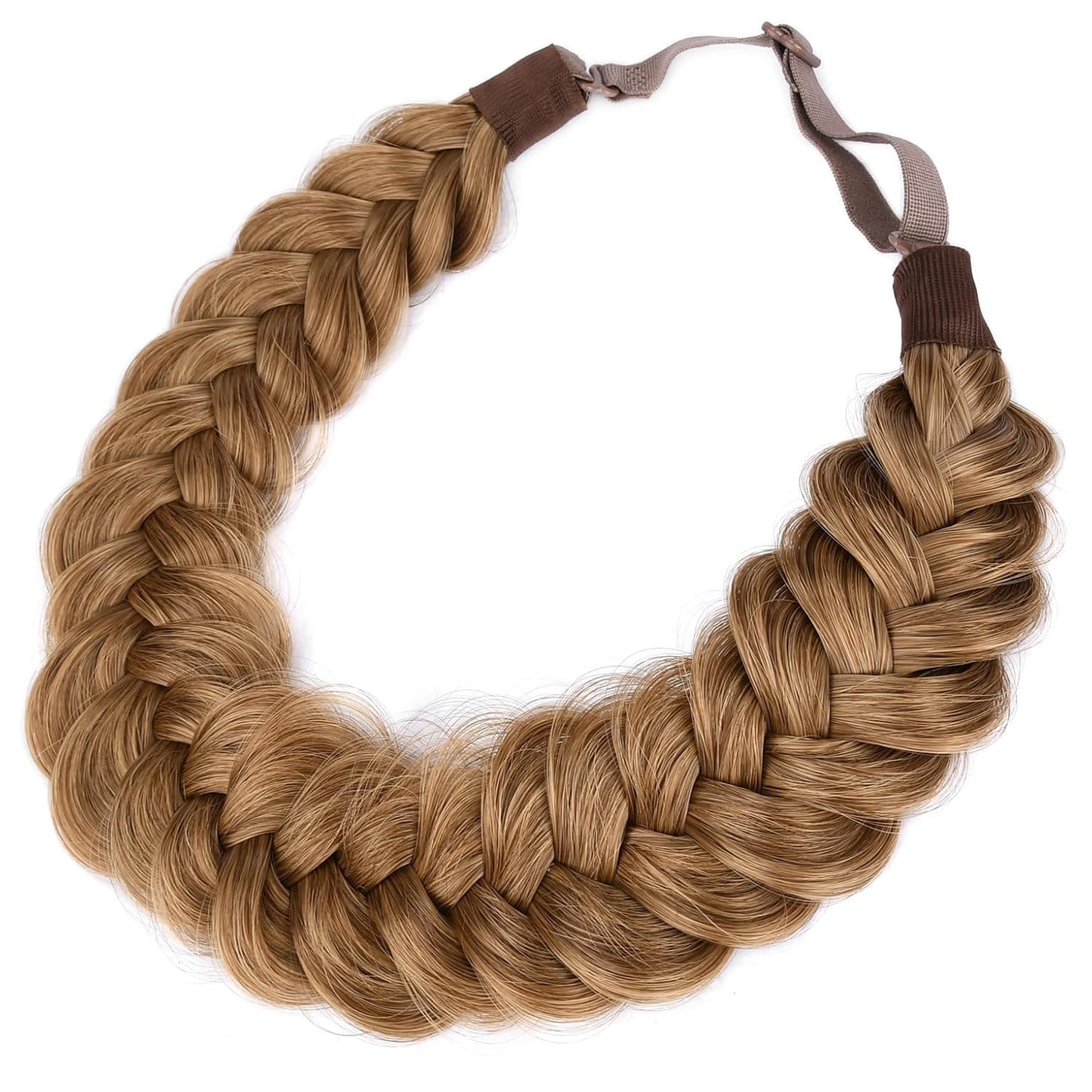 Messy Wide 2-Strand Synthetic Hair Braided Headband - Chocolate Toast | Stylish Hairpiece for Women & Girls