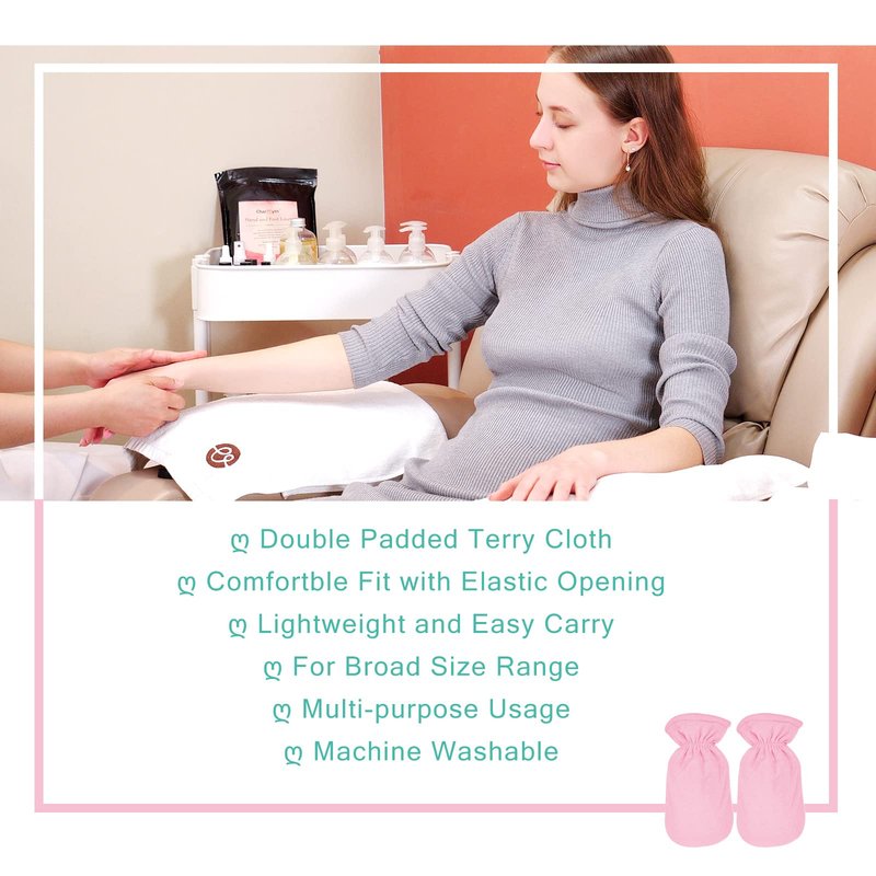 Paraffin Wax Bath Terry Cloth Gloves & Foot Liners, Paraffin Wax Machine Heated SPA Mittens Foot Liners, Thick Heat Hand Feet Treatment Insulated Mitt Spa Feet Cover Great for Men Women (Blue)