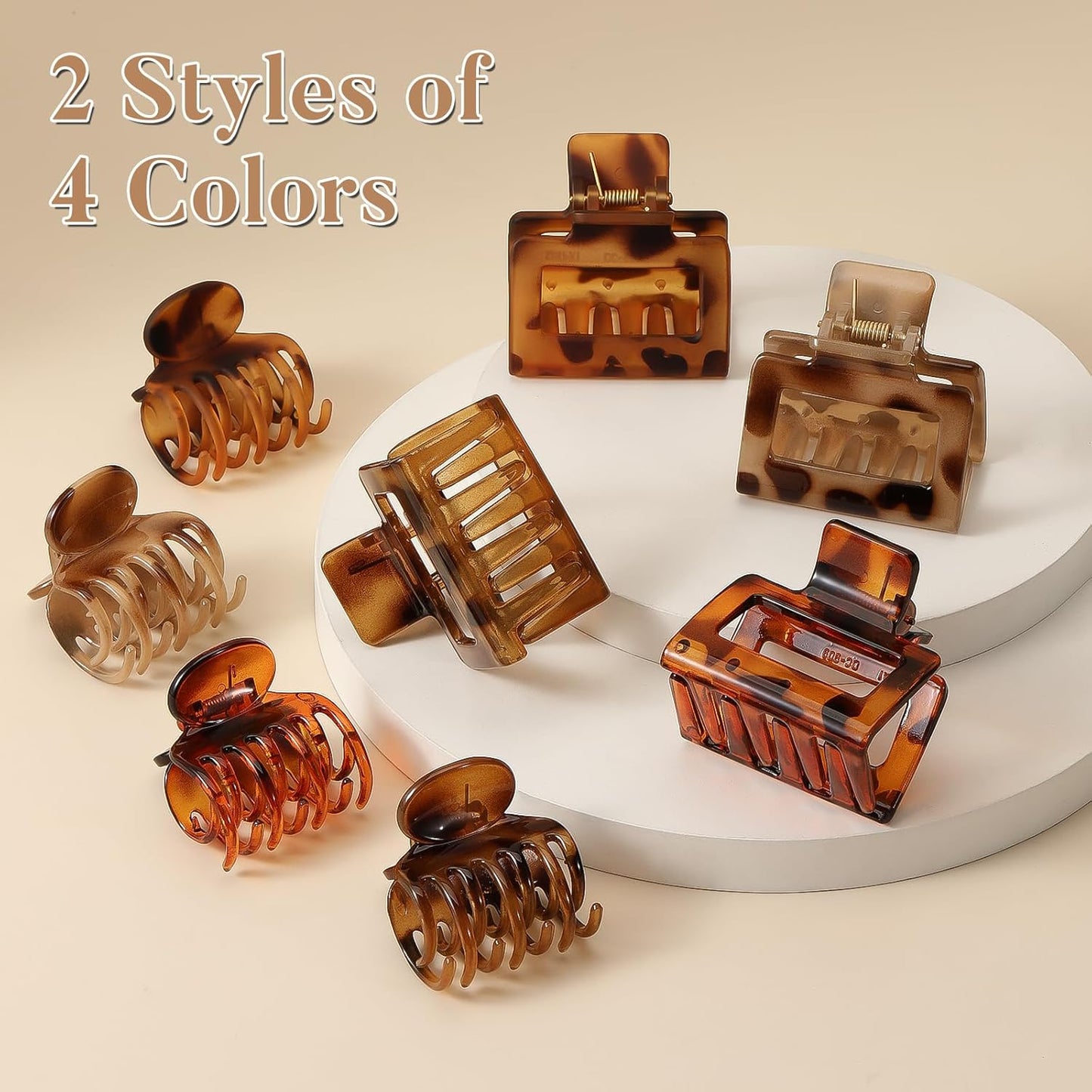 Small Hair Clips for Women - 8 PCS Cute Non-Slip Leopard Print Claw Clips for Fine & Short Hair | Tortoise