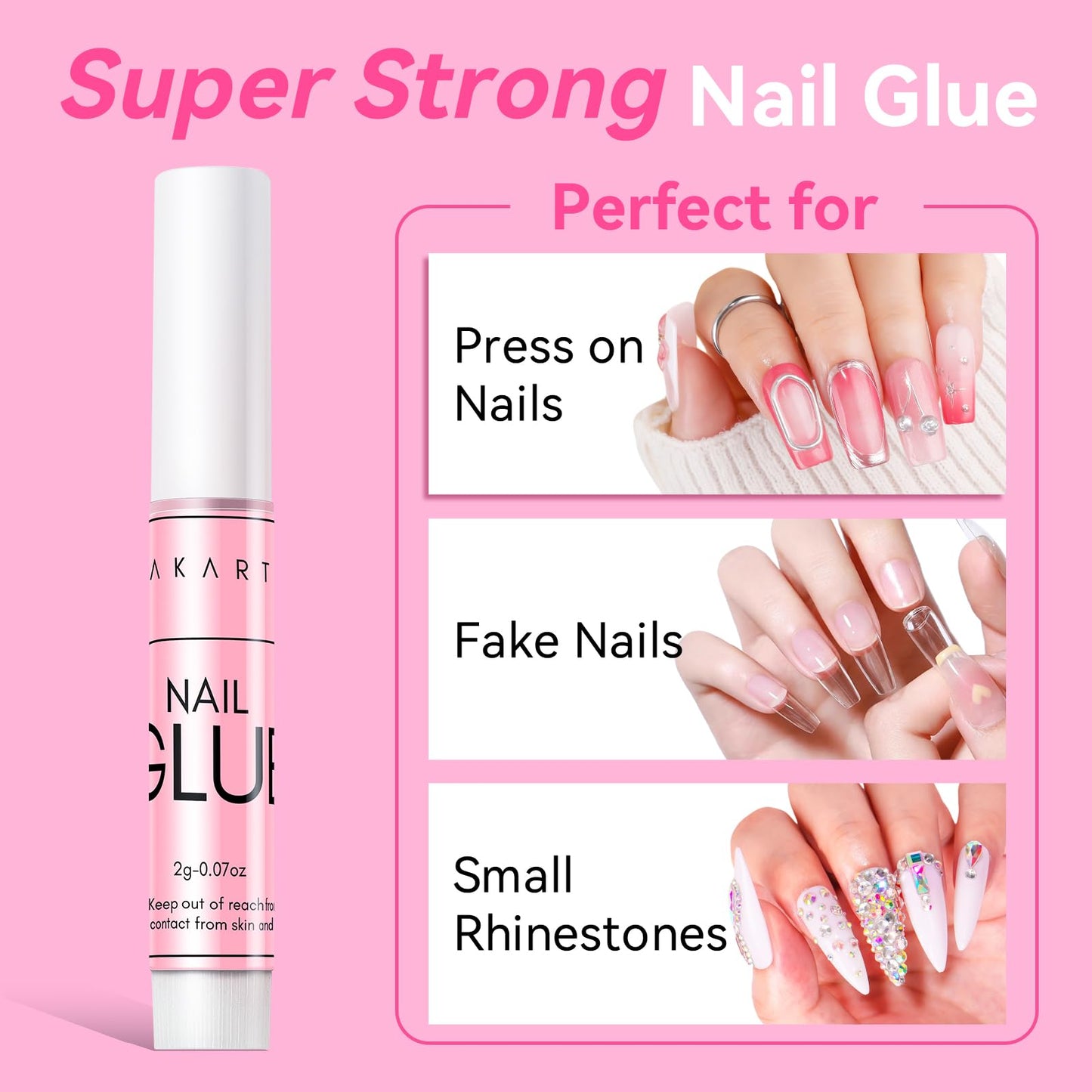 Makartt Nail Glue for Press On Nails, 10 x 2g，5-10s Fast Air Dry No UV Lamp, Hema-Free Strong Bond for Nail Tips, Fake Nails, Broken Nail Repair & Decor, Easy-to-go for Beginner & Salon Nail Techs