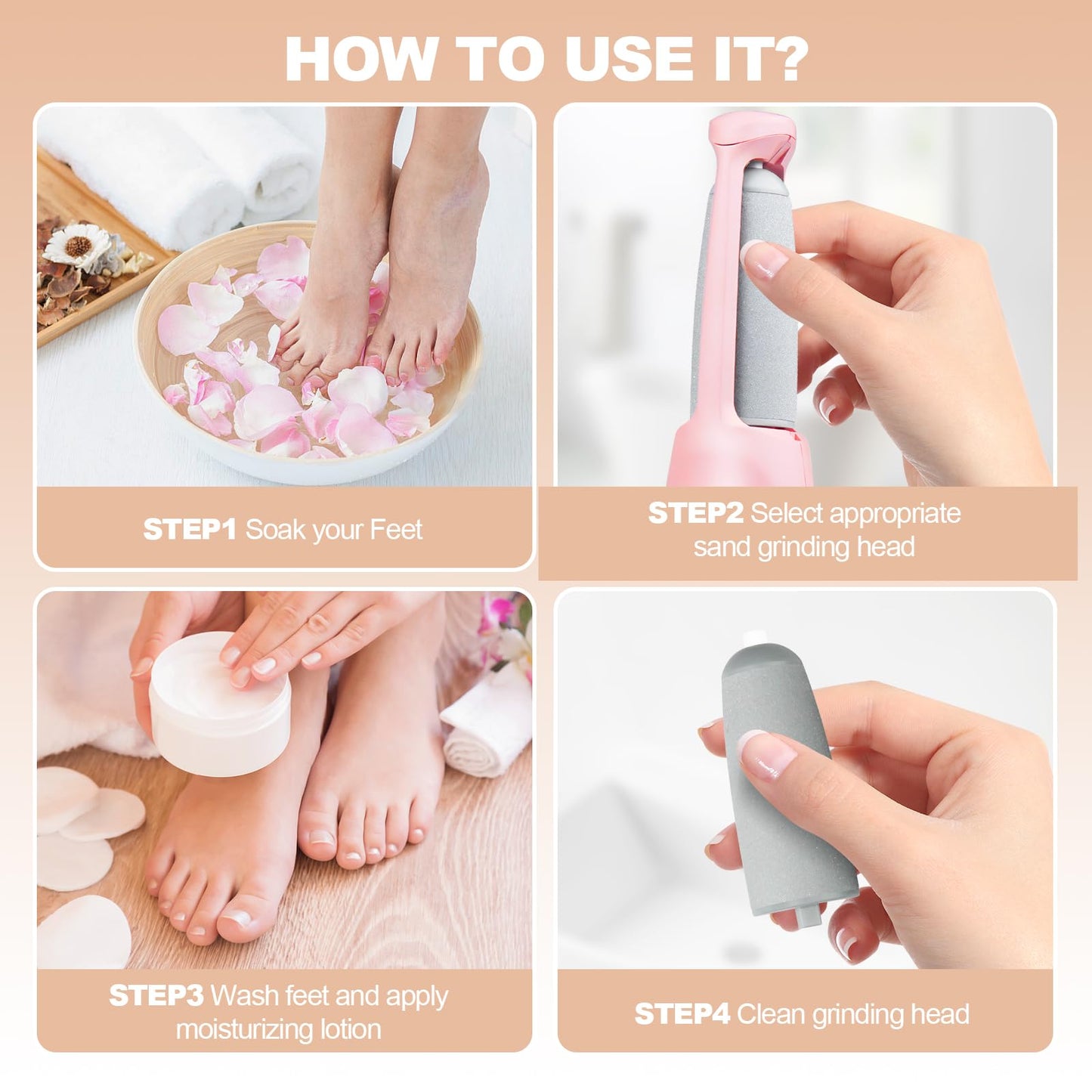 ANUMITRA Electric Foot Callus Remover Rechargeable – Professional Pedicure Tool for Feet with Dual-Speed 2-in-1 Rollers, Electric Foot File & Grinder for Dead Skin, Cracked Heels & Dry Skin Care