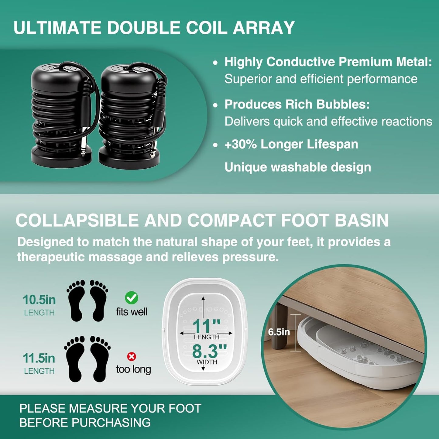 Ionic Foot Bath Detox Machine - Home Foot Soaking Tub with 2 Arrays & 80 Liners | Portable Spa Bucket