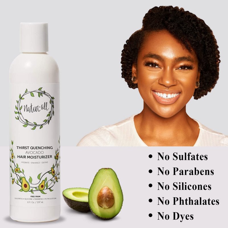 NaturAll Hair Moisturizer - Containing Avocado Hair Cream for Dry, Curly, Coily, or Frizzy Hair, 8 oz
