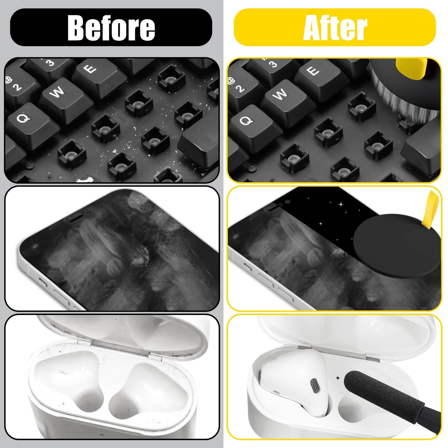 20-in-1 Laptop Phone Screen Earbud Cleaning Kit, Keyboard Cleaner Kit, Keyboard Cleaning Kit with Electronic Cleaning Brush Spray for Airpods Pro, iPad, iPhone Pro, Camera, Computer Cleaning