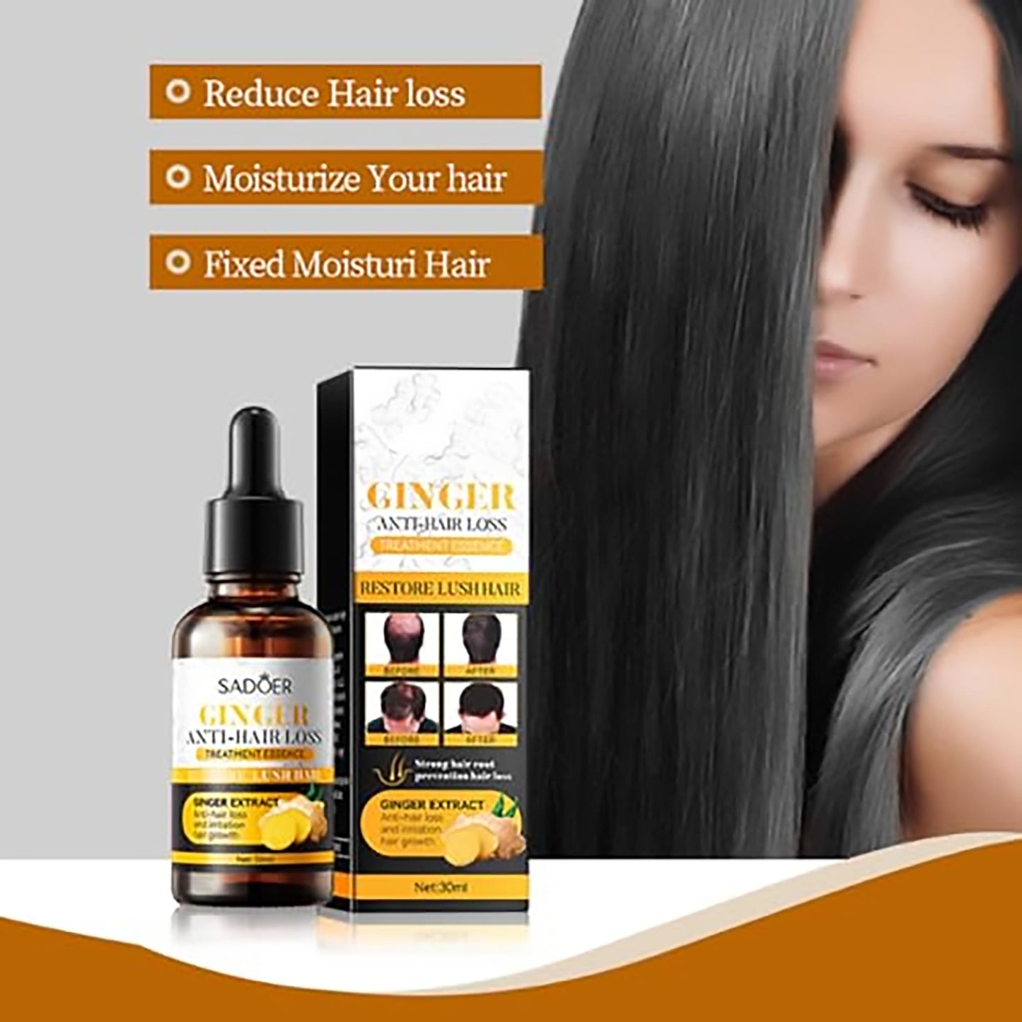2 PCS Ginger Hair Treatment Oil, Hair Repair and Growth Serum for Dry, Damaged & Coarse Hair, Hair Essential Oil for All Hair Types, 1 Fl. Oz Each