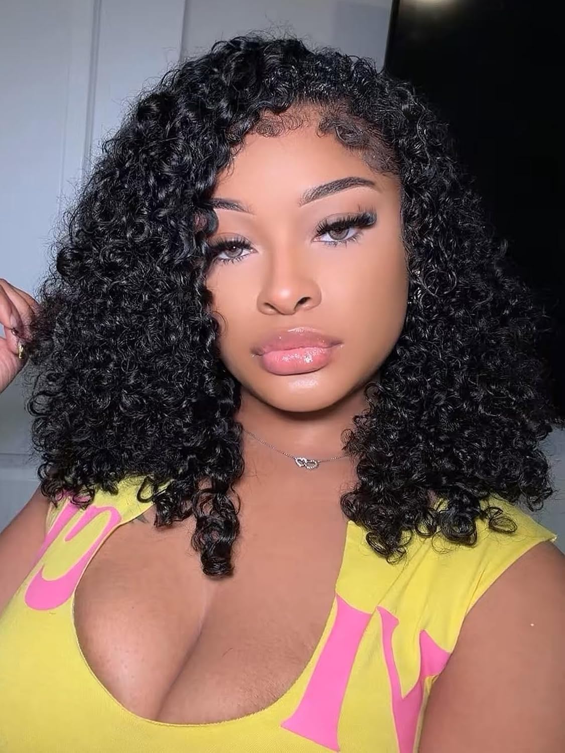 Burmese Curly Human Hair Half Wig - 18 Inch 200% Density Glueless Deep Wave | Natural Color, Seamless Flip Over Design