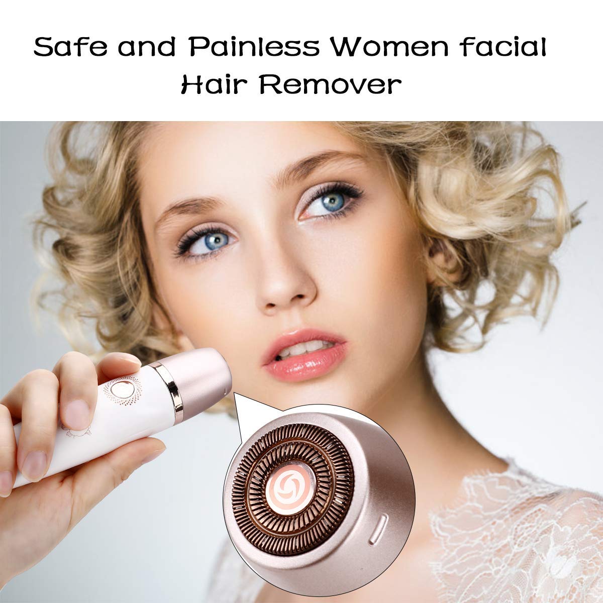 Electric Razors for Women - Painless 2-in-1 Shaver for Women Hair Remover for Face, Legs and Underarm Wet & Dry, Portable Bikini Trimmer, Lady Hair Removal with 2 Trimmer Heads- Micro USB Recharge