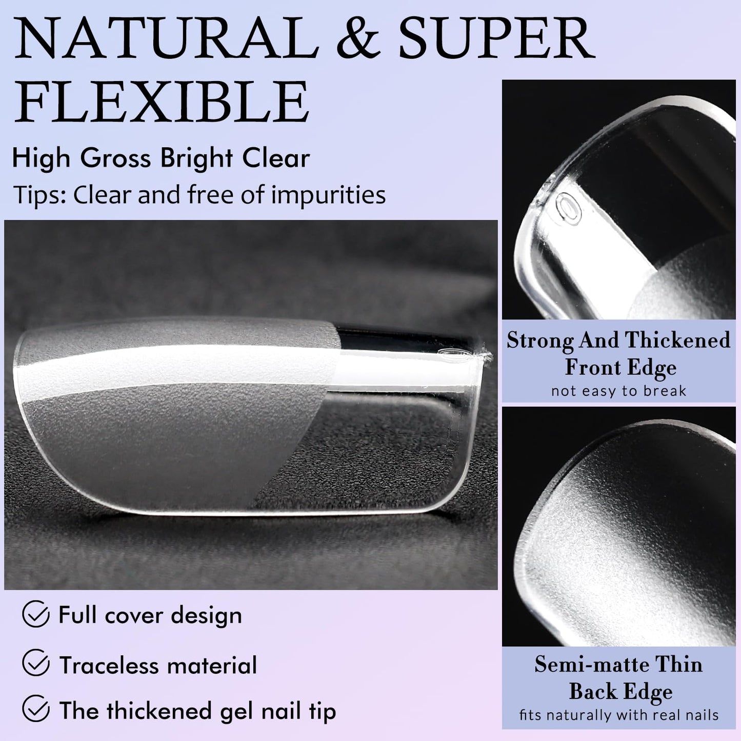 360pc Short Square Nail Tips, Soft Gel Nail Tip Square Fake Nails Artificial Fingernail, 15 Sizes Full Cover Clear Press on Nail Short Acrylic Nails Tips for Gel Nail Extension, Press Nails Making