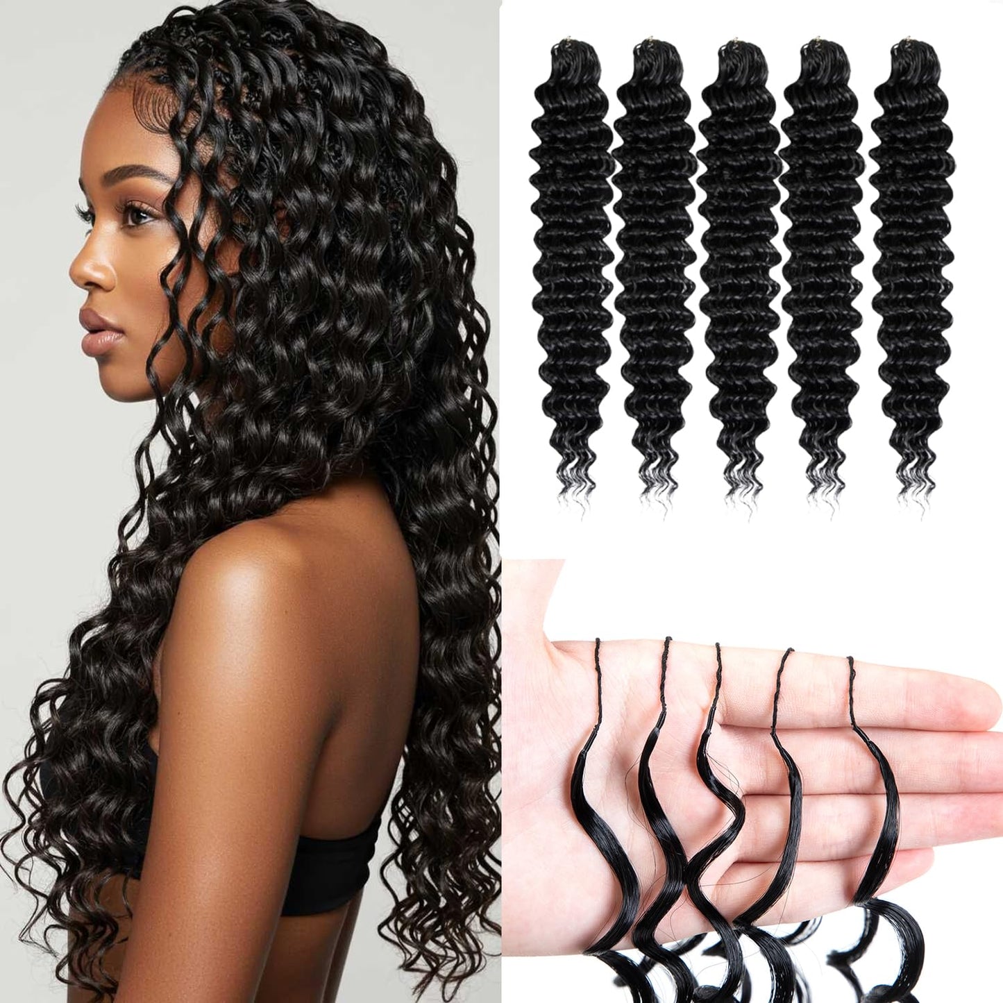 Miracle Knots Crochet Hair for Black Women - 100 Strands Curly Synthetic Hair, 18 Inch, Knotless Natural Black