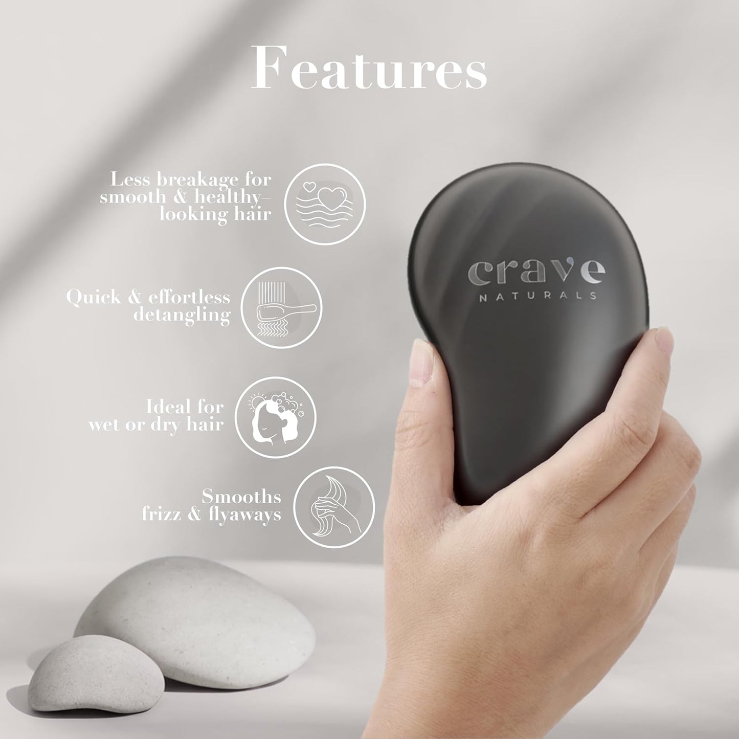 Mini Detangler Hair Brush - Glide Thru Tangle-Free Brush for Women, Kids & Toddlers | Gentle Scalp Care, Travel Size, Black