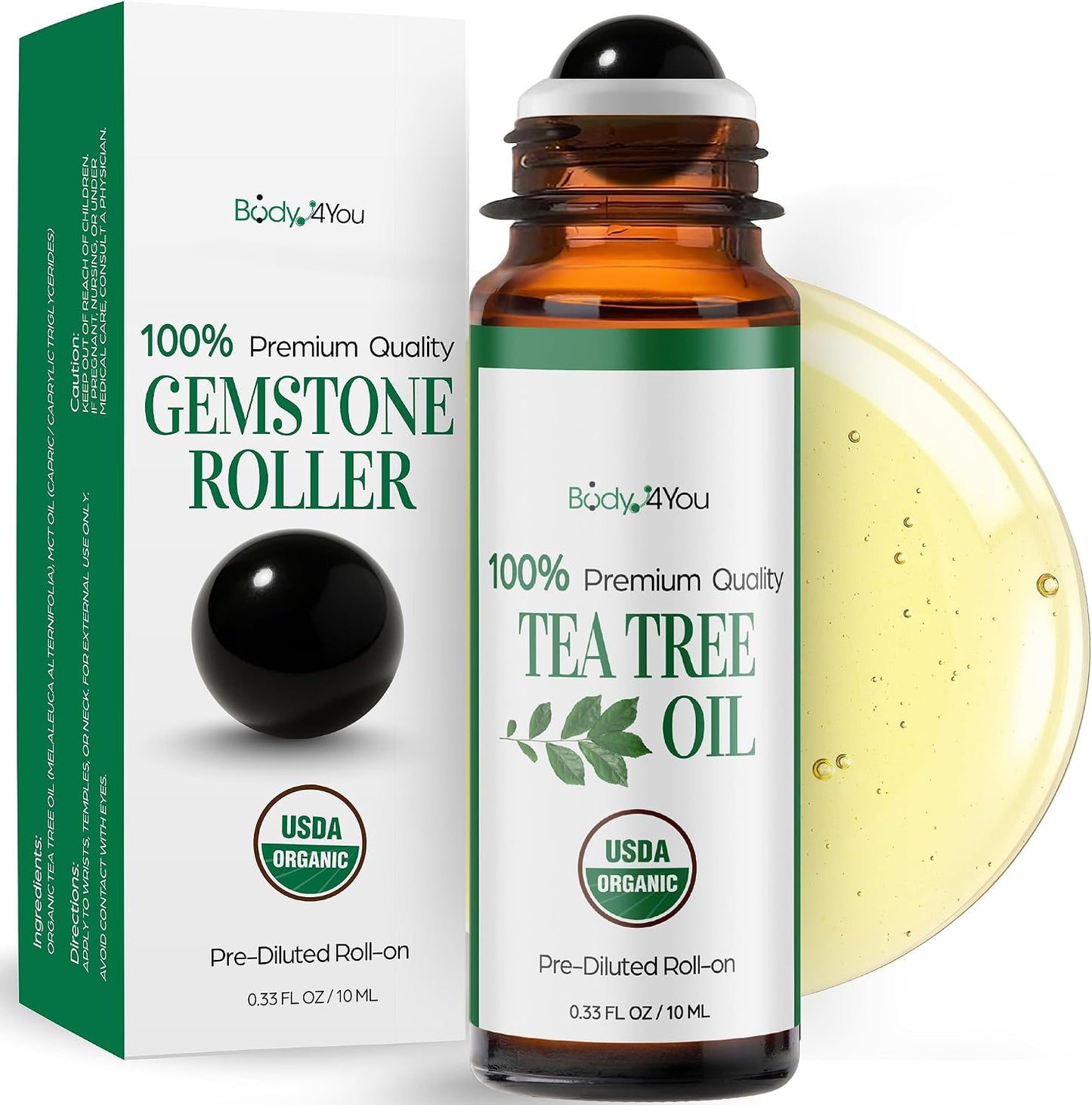 Castor Oil & Frankincense Essential Oil Roll-On | 100% Pure Organic Serum for Dark Circles & Fine Lines - 10ml Travel Size