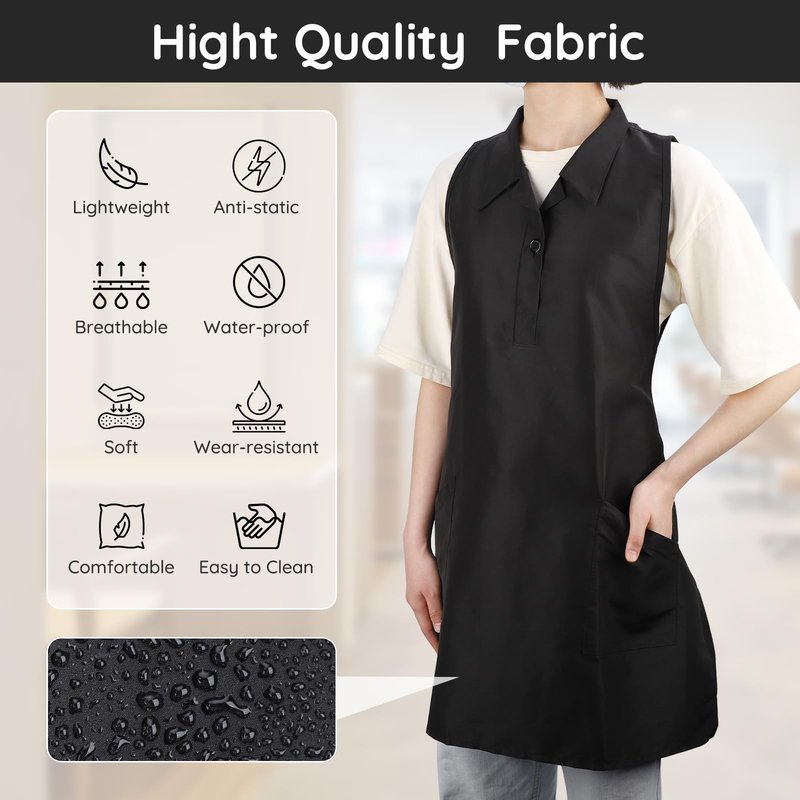 Segbeauty 2pcs Hairstylist Aprons for Women, Black Hair Stylist Salon Apron with Pockets, Professional Salon SPA Hair Stylist Vest Cosmetology Barber Apron, Hairstylist Essentials Supplies Small