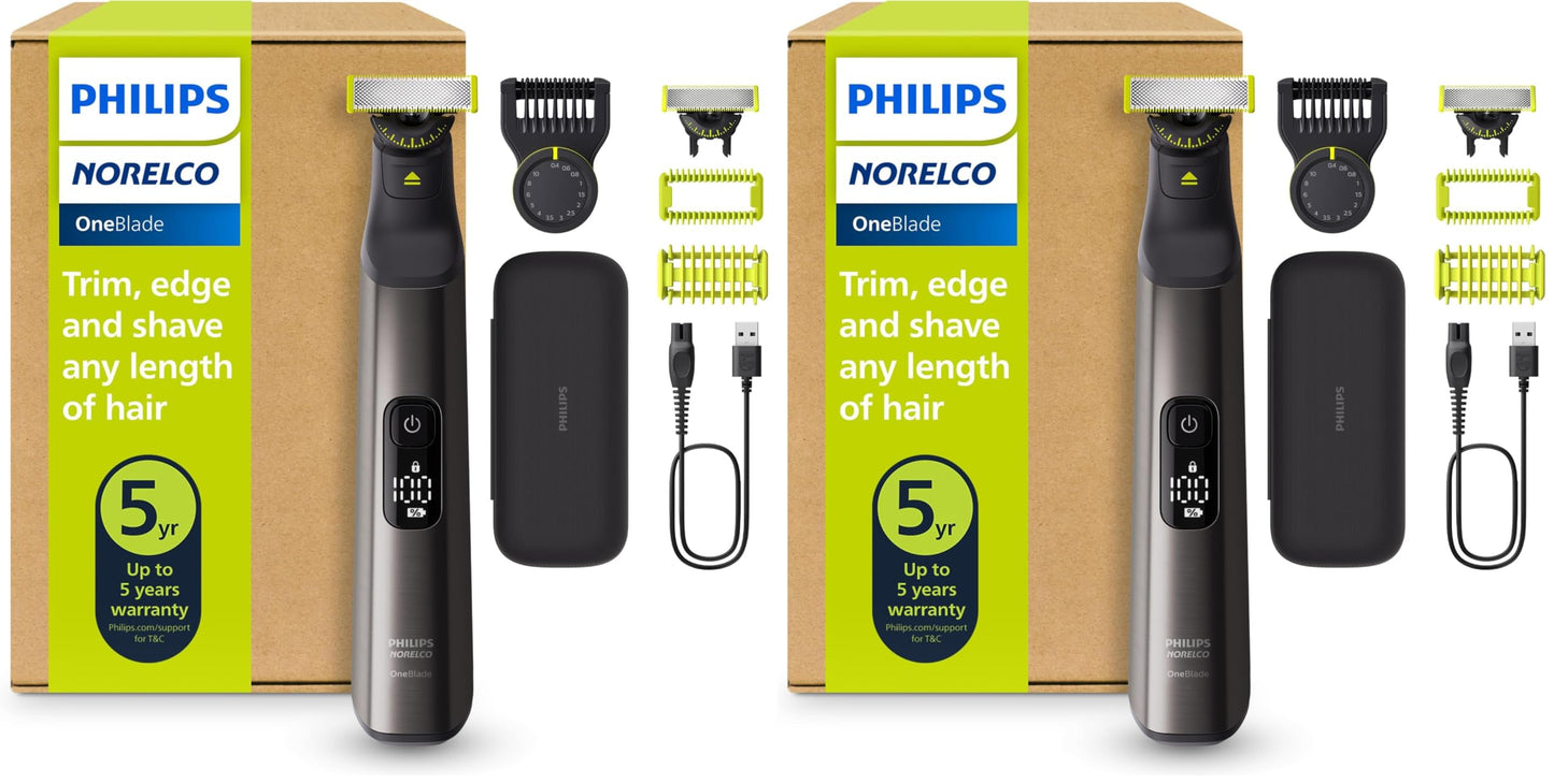 Philips Norelco OneBlade 360 Pro Face + Body, Hybrid Electric Beard Trimmer, Shaver and Bodygroomer, with 360 Blade Technology, Model QP6552/90 (Pack of 2)
