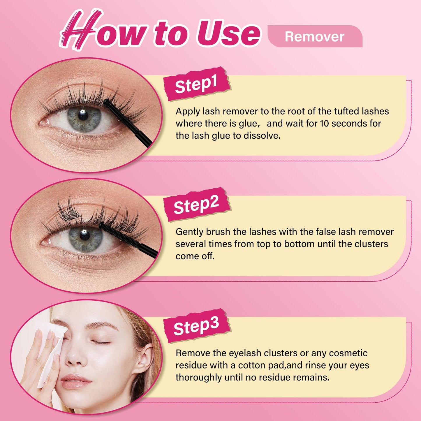 PROLASHBEAUTY Lash Cluster Glue Lash Glue Remover Kit for Clusters Lash, Long Lasting Waterproof Eyelash Glue, Qucik Removal Eyelash Remover (Black Bond & Seal+Remover)
