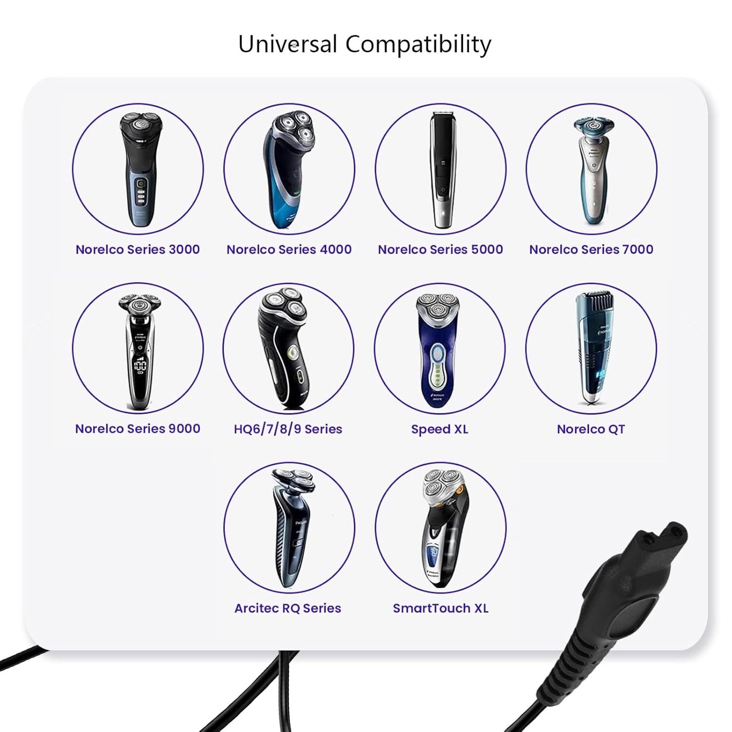 Philips Norelco 15V Fast Charger - Compatible with HQ8505, MG5750, MG7750, MG7770 | Power Charging Cord for Shavers and Trimmers