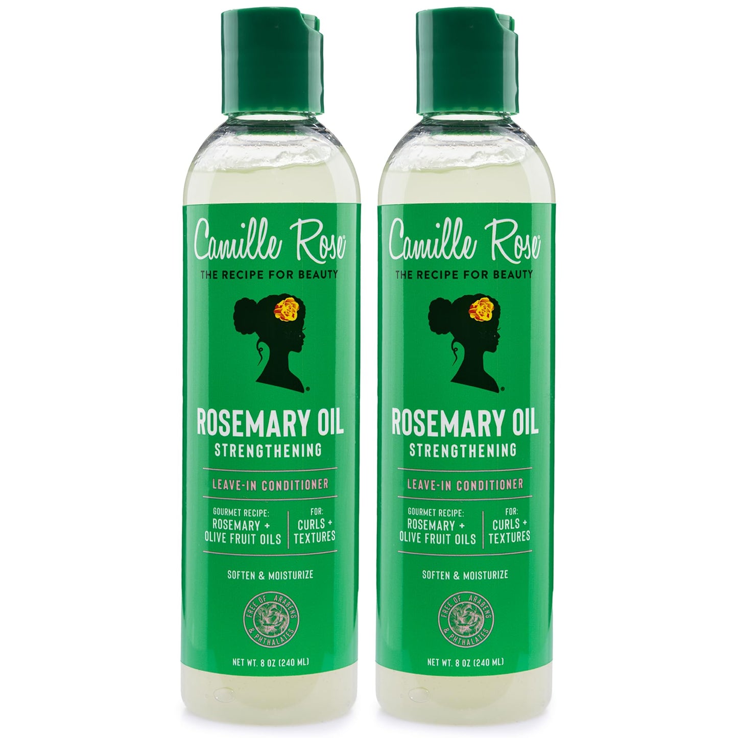 Camille Rose Leave-In Conditioner 2-Pack, Rosemary Oil – DeepConditioning for Hair Strengthening, Detangling, Dry Scalp Moisturizer, 8Oz