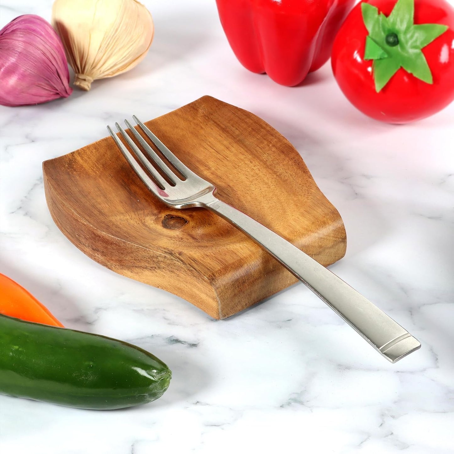 Wooden Spoon Rest - Kitchen Utensil Holder for Spatulas & Cooking Tools | 5.08 x 3.86 Inches