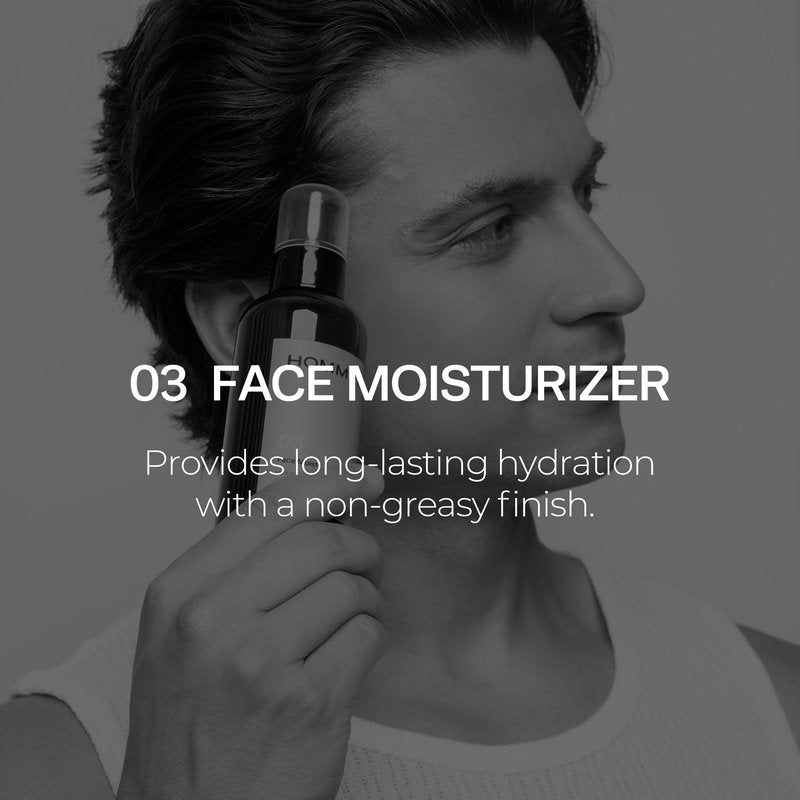 HommeFace Men’s Daily Trio 3-Step Daily Routine Set with Face Wash, Herbal Spray Toner & Moisturizer - Korean Skincare Technology with CICA, Tea Tree Leaf & Witch Hazel Extracts, for All Skin Types